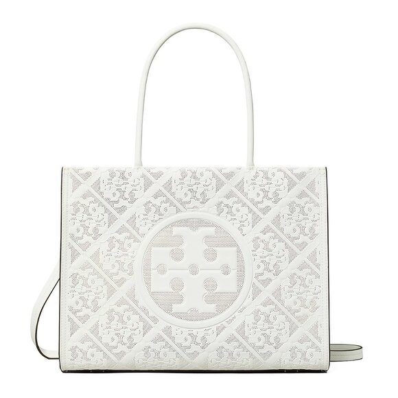 Tory Burch Small Ella Bio Perforated Tote – Blanc - Picture 1 of 11